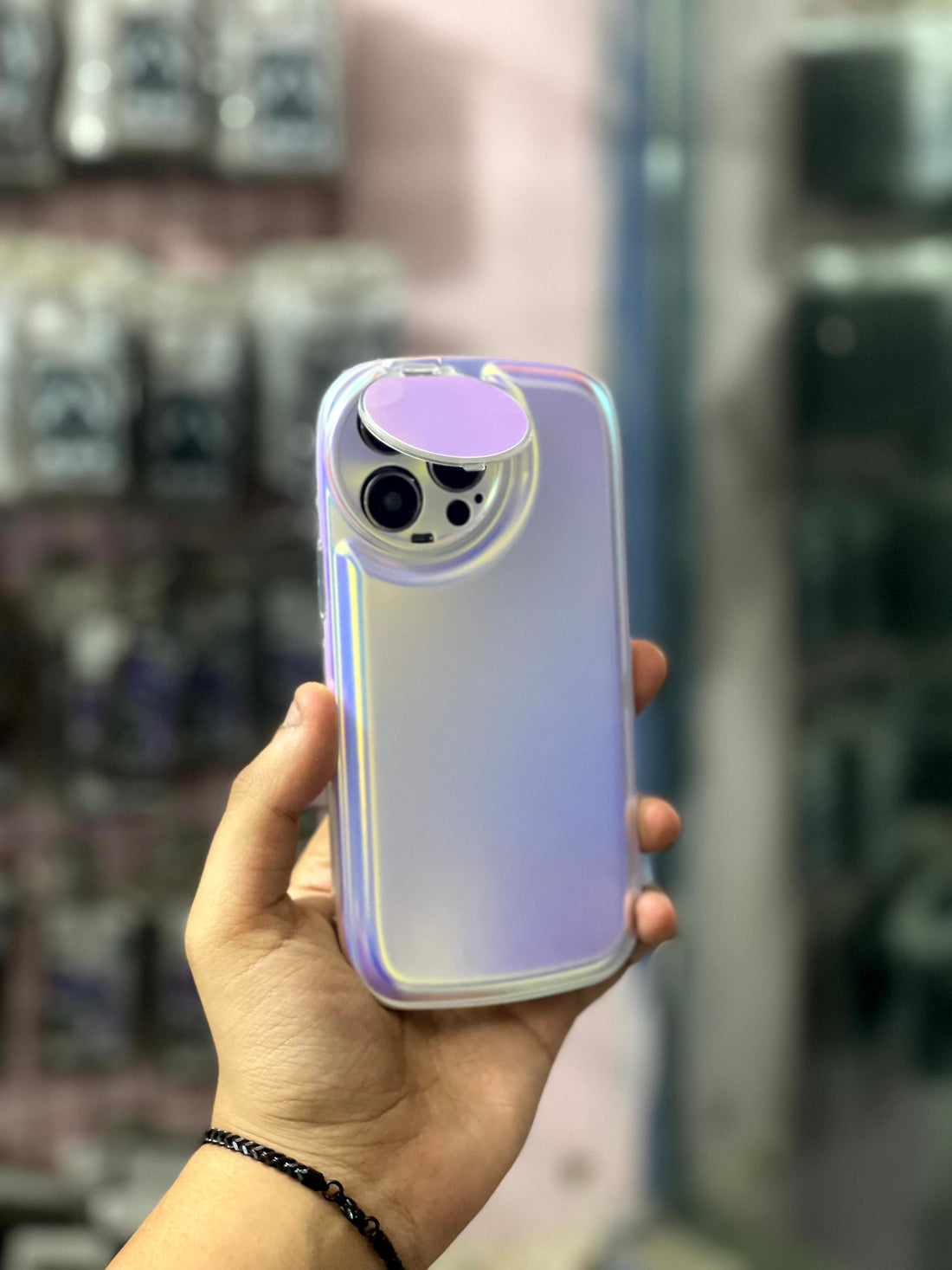 Flex Holographic Case with Camera protection & Pop Socket For IPhone