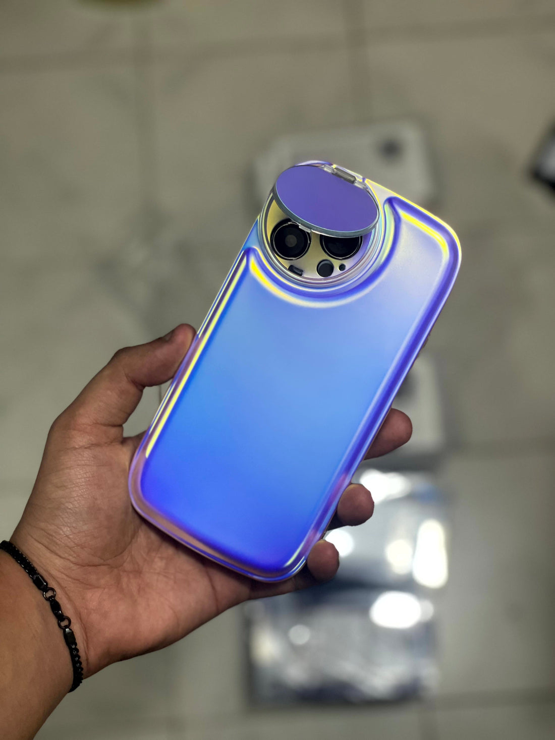 Flex Holographic Case with Camera protection & Pop Socket For IPhone