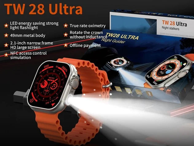 TW28 Ultra Smart Watch With LED Flashlight - Flex