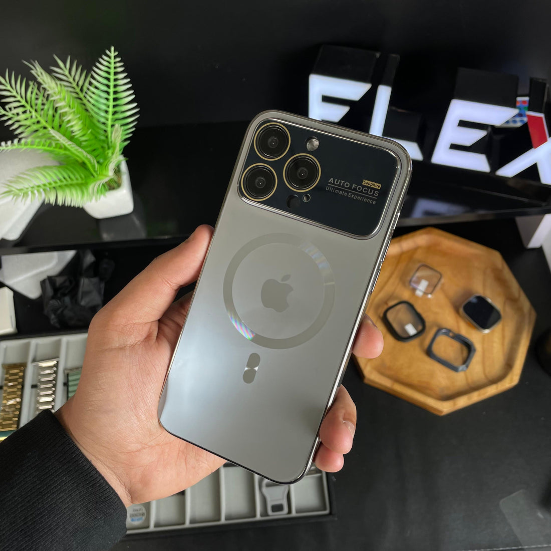Flex Digital Glass Back Case ( IPhone 12 Pro Till 15 Pro Max )