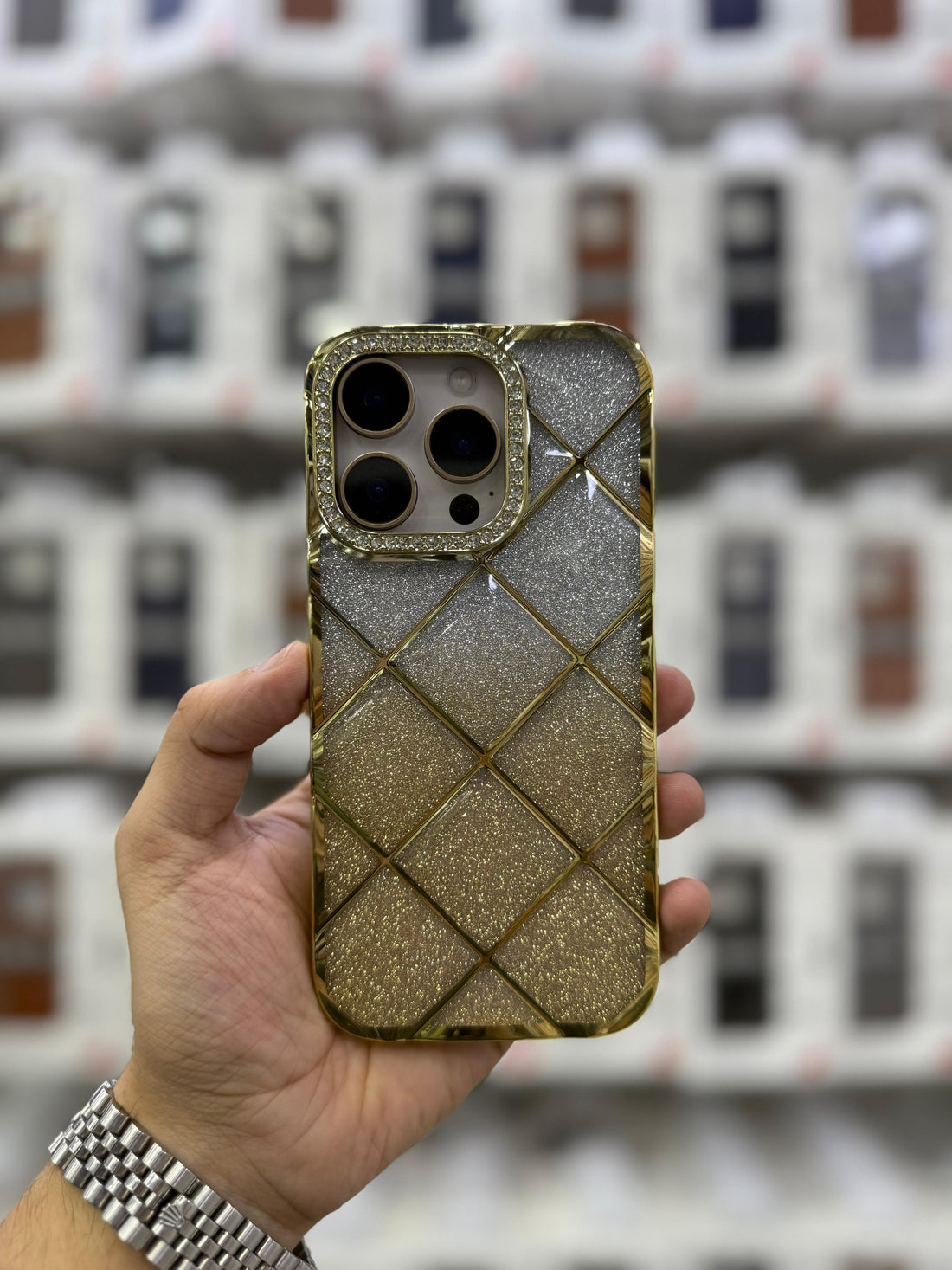 Stones Glitter Puffer Case