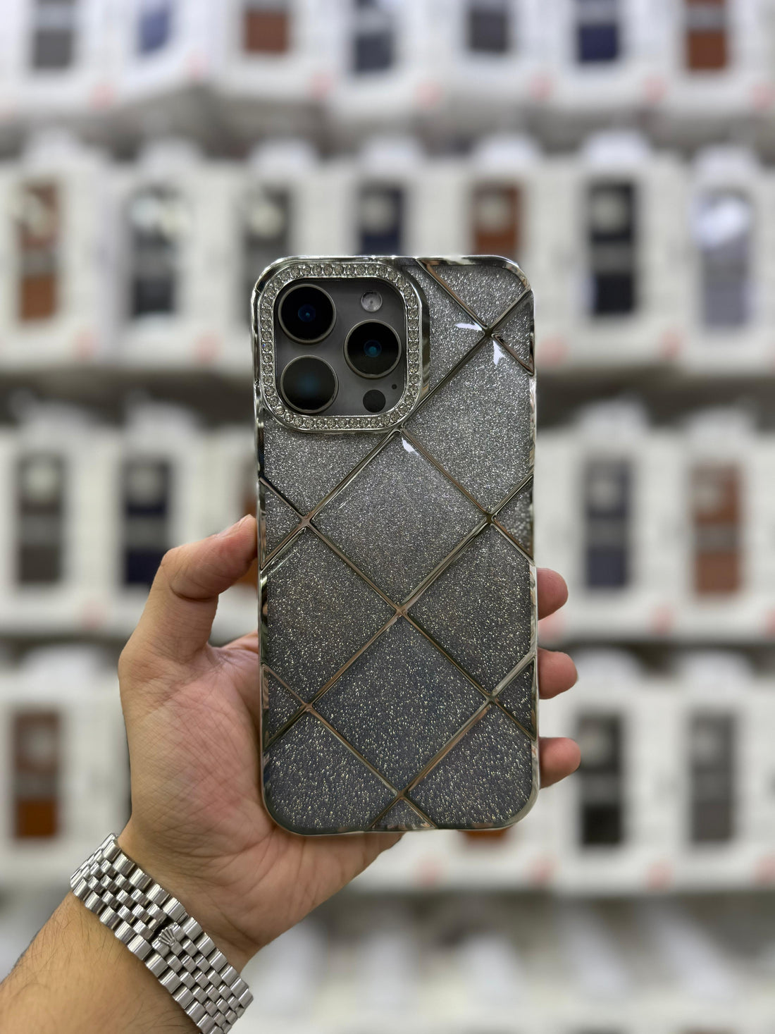 Stones Glitter Puffer Case