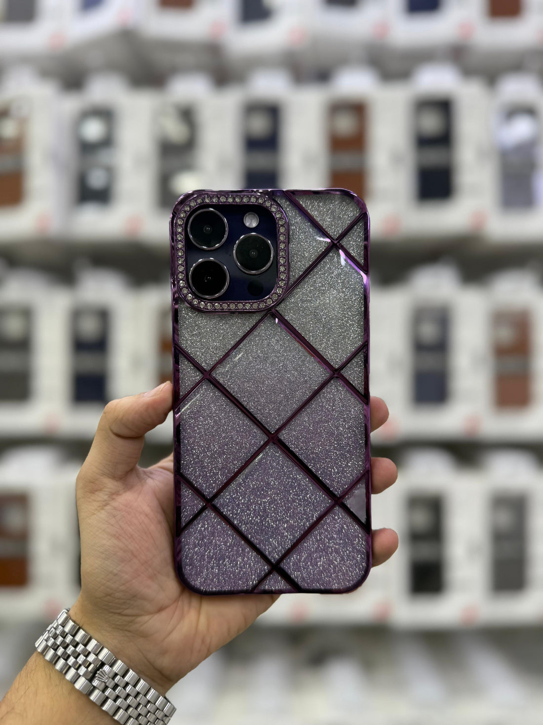 Stones Glitter Puffer Case