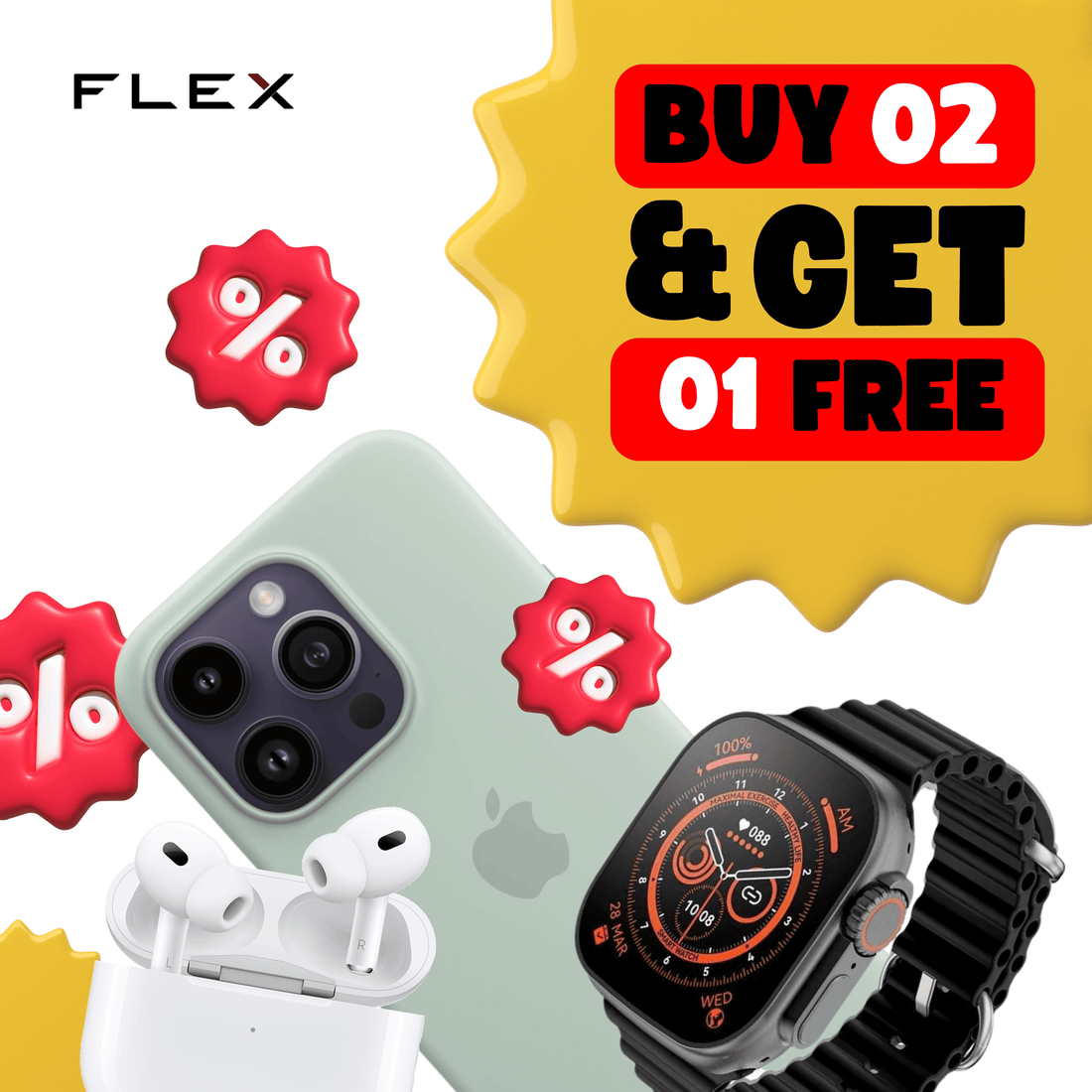 Flex All in One ( 1 Smartwatch + 1 Airpods Pro ) - Flex
