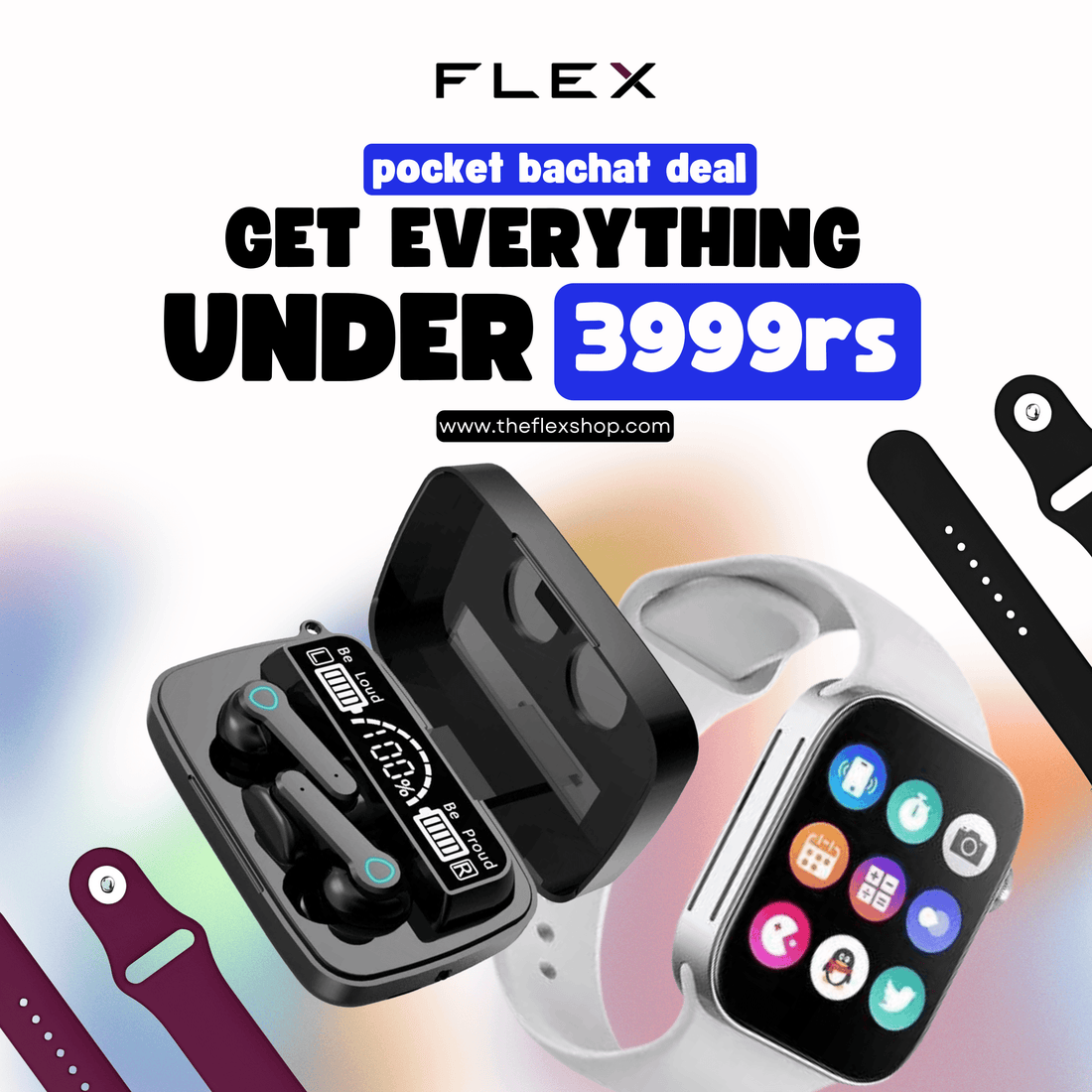 Flex Pocket Bachat Deal ( 1 Smartwatch + 1 Earbuds ) - Flex