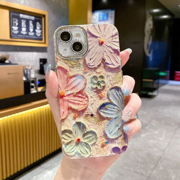 Flex Floral Blooming Case with Crystal Lens Protector For iPhone 16 Pro