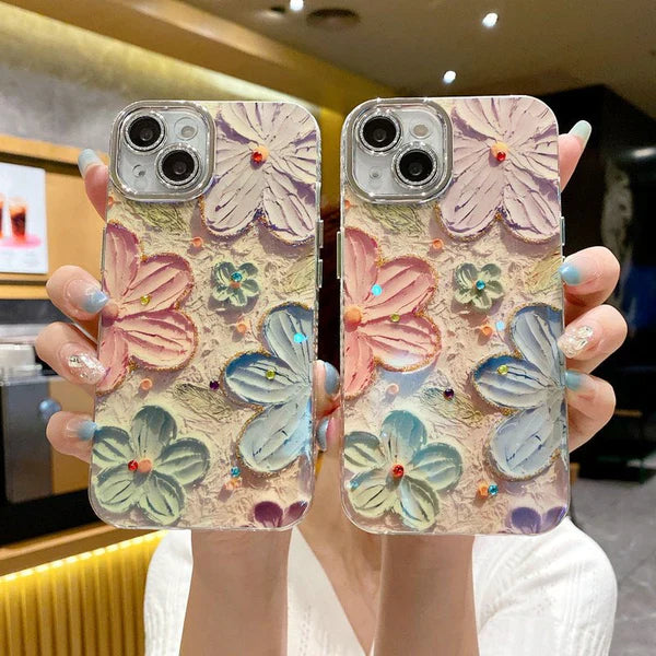 Flex Floral Blooming Case with Crystal Lens Protector For iPhone 16 Pro