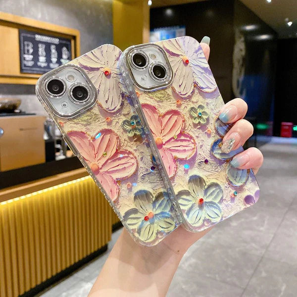 Flex Floral Blooming Case with Crystal Lens Protector For iPhone 16 Pro